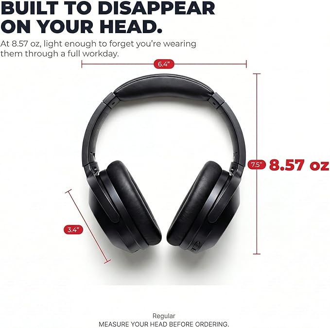 Sharp Noise Cancelling Bluetooth Headphones | Wireless Over Ear Headphones | Bluetooth Headset with Microphone | 20 Hours of Talk & Music Time | 33 FT Operating Range | HP-60(K), Black