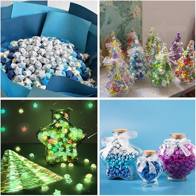 420 Sheets Star Origami Paper, 27 Colors, 8.26 x 0.39 Inches, Rectangular, Uncoated, Origami-Paper, Crafts