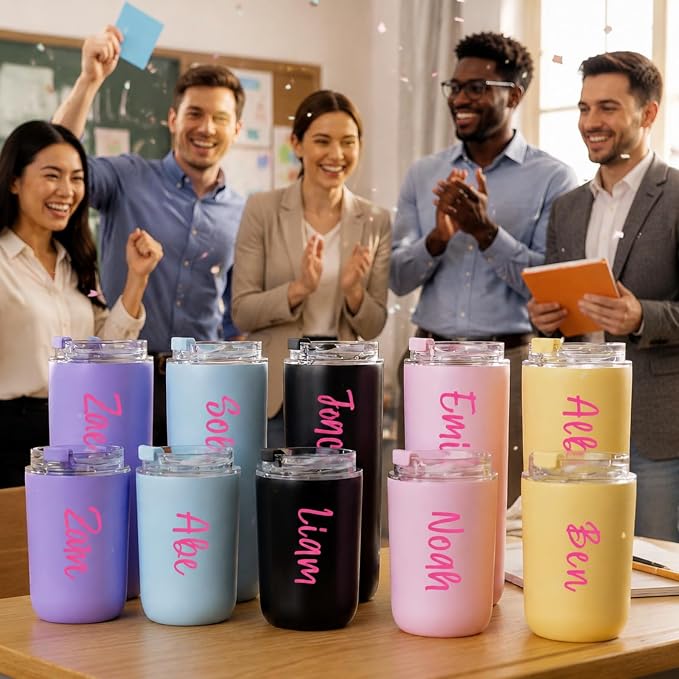 UV DTF Cup Wrap Letter Stickers Vinyl Decals,Pink,6 Sheets | Personalized Name Stickers for Water Bottles Tumblers, Waterproof UV DTF Alphabet A-Z Stickers for 14-48oz Mugs DIY Craft