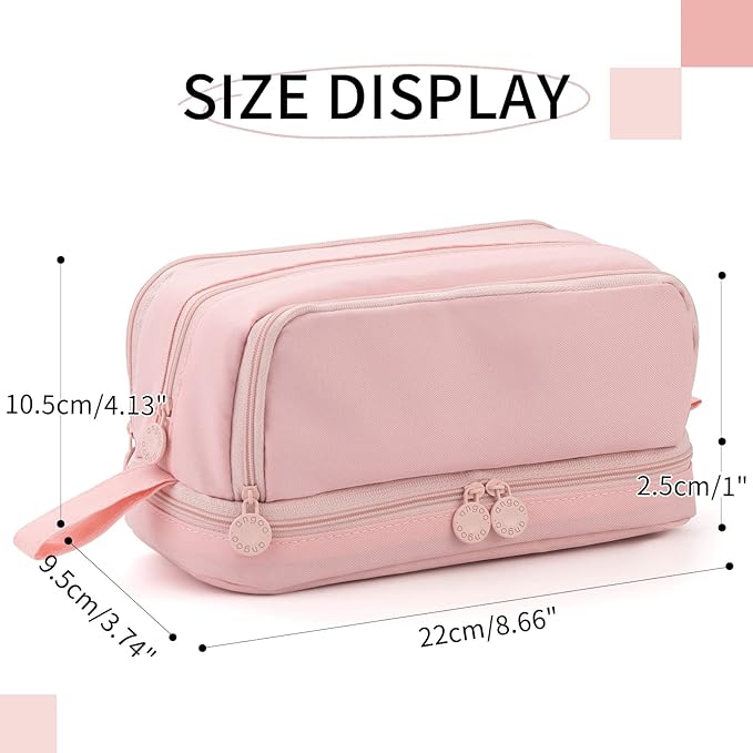 CICIMELON Large Capacity Pen Pencil Case with 4 Compartments, Multi-Slot Pencil Pouch Bag Aesthetic School Supplies Organizer for Teen Girls, Women, Adults (Pink)
