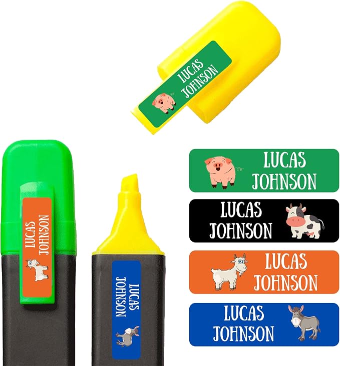 Custom Waterproof Dishwasher Safe Kid Name Labels for Daycare(128 Pack), Camp, School Supply, Baby Bottles, Lunch Boxes and Cups, Travel. Cute Personalized Design Name Stickers (Pattern 22)