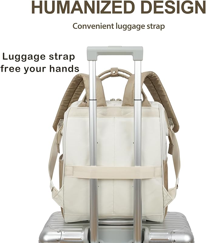 KROSER Laptop Backpack 17" Stylish Backpack Water Repellent College Casual Daypack Travel Business Work Bag for Men/Women-Beige/khaki