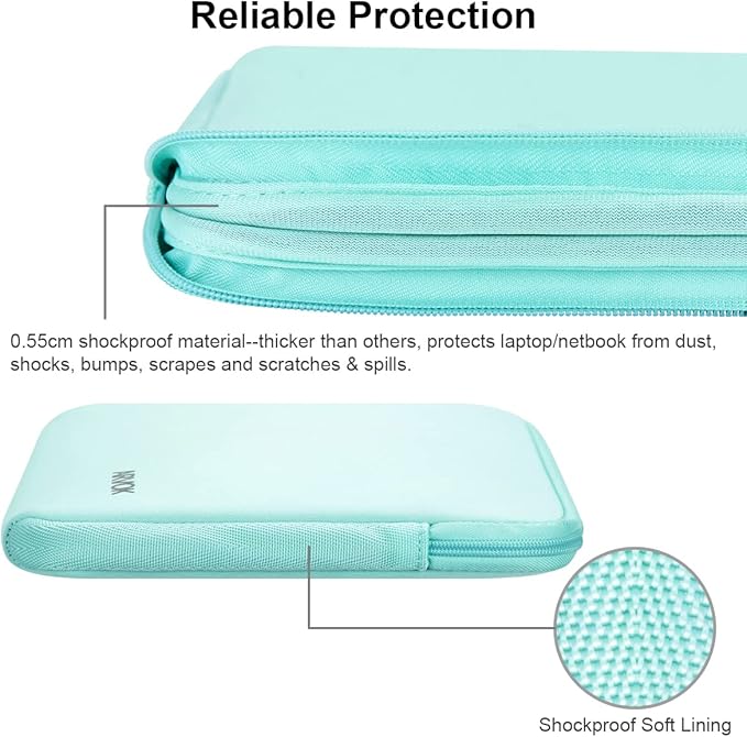 Arvok 11 11.6 12 Inch Laptop Sleeve Case for MacBook Air 12, Water-Resistant Neoprene Notebook Computer Tablet Sleeve, Carrying Bag Cover for Chromebook/HP/Dell/Lenovo/Asus/Acer, Light Green