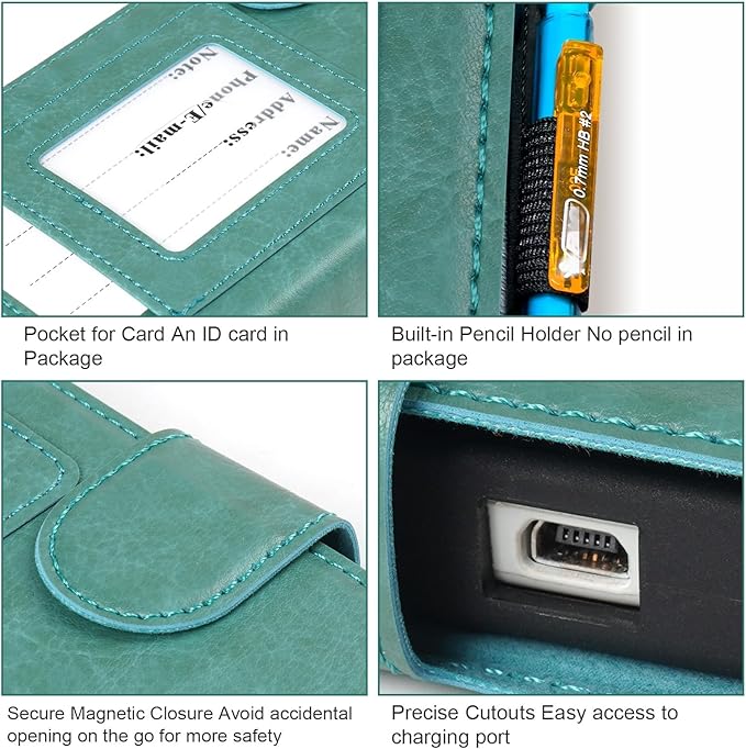 YouKnow PU Leather Protective Case Compatible with Texas Instruments TI-84 Plus CE Color Graphing Calculator with ID Card Slot (Only Case) (Green)