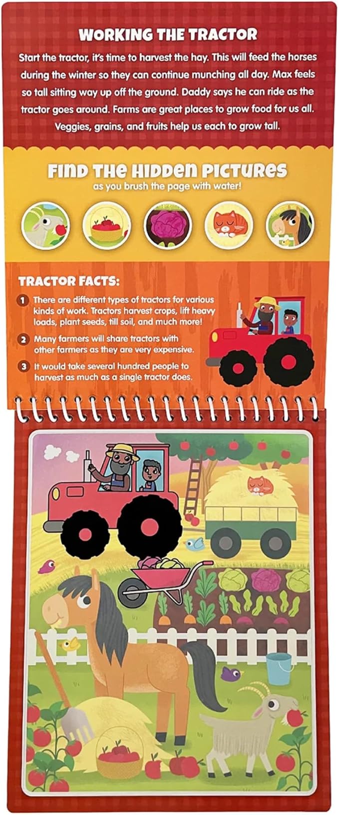 KangaToys Fun on The Farm Aqua Brush Activity Book - Reusable Water Coloring for Kids - Mess-Free Travel-Friendly Fun