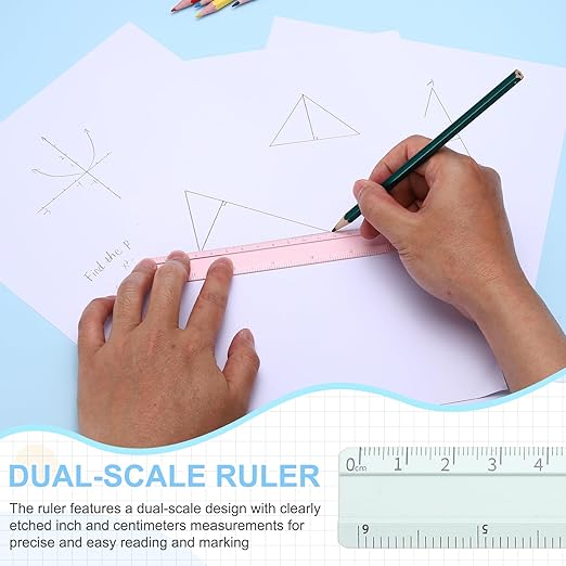 PATIKIL Metal Ruler 6 Inch/15cm, 2 Pcs Aluminum Straight Edge Ruler, Dual Scale Measuring Tool with Inch/Centimeter Scales & Hole for Math Office Drawing Engineering Home, Green