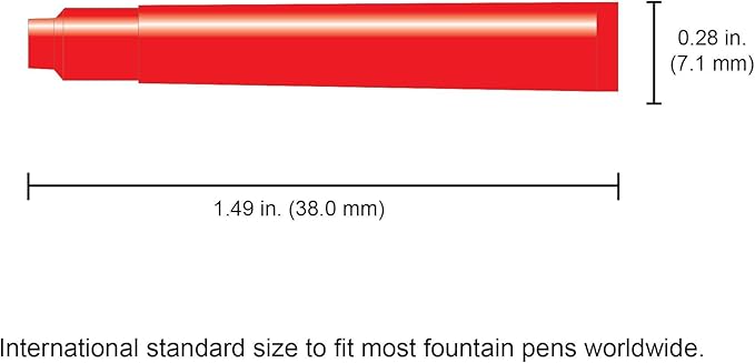 Monteverde Internatinal Size Cartridge to Fit Fountain Pens, Red, 6 per Pack (G302RD)