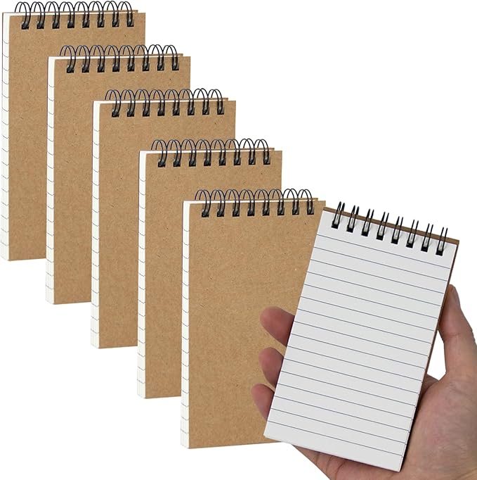 wavamawa Pocket Notebooks, 3x5 Small Notepads, Mini Top Spiral Notebook, Little Size, Lined College Ruled Paper, Tiny Memo Pads for Home, Office, Work, School, Meeting, or Travel,6 Pack