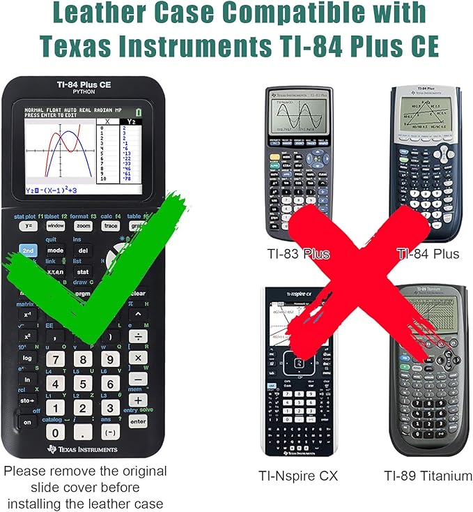YouKnow PU Leather Protective Case Compatible with Texas Instruments TI-84 Plus CE Color Graphing Calculator with ID Card Slot (Only Case) (Green)