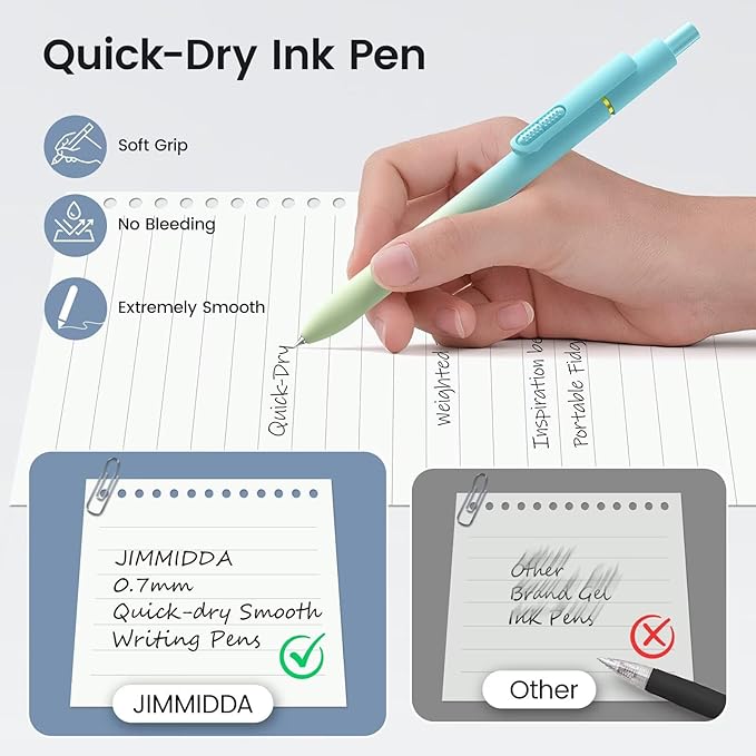 8Pcs Black Gel Pens - 0.7mm Medium Point Black Ink Pens | Smooth Writing - Quick Drying Retractable Pen for Men Women (Gradient - 8Pcs)