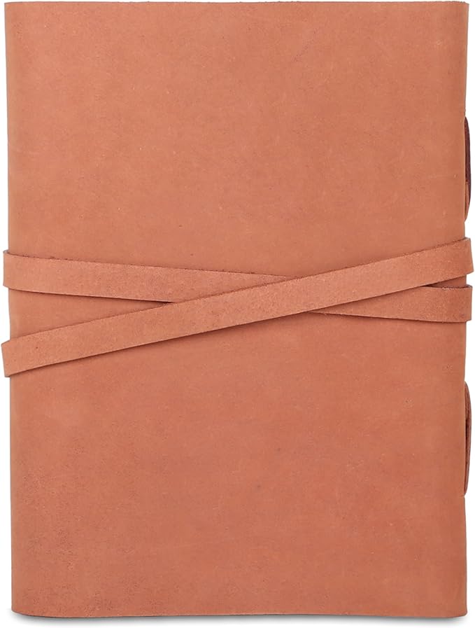 Leather Journal with Deckle Edge Paper 8x6 inch and Vintage Key | Handmade Writing Notebook Diary | Bound Daily Notepad for Men & Women Medium, Sketch/Writing pad for Artists