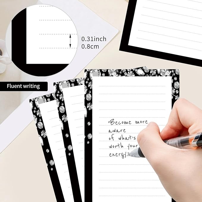2 Pack Lined Sticky Notes 4x6 in, Cute Self-Stick Notepads with Lines, Large Memo Pads Strong Adhesive for Office, Home Glitter Diamond