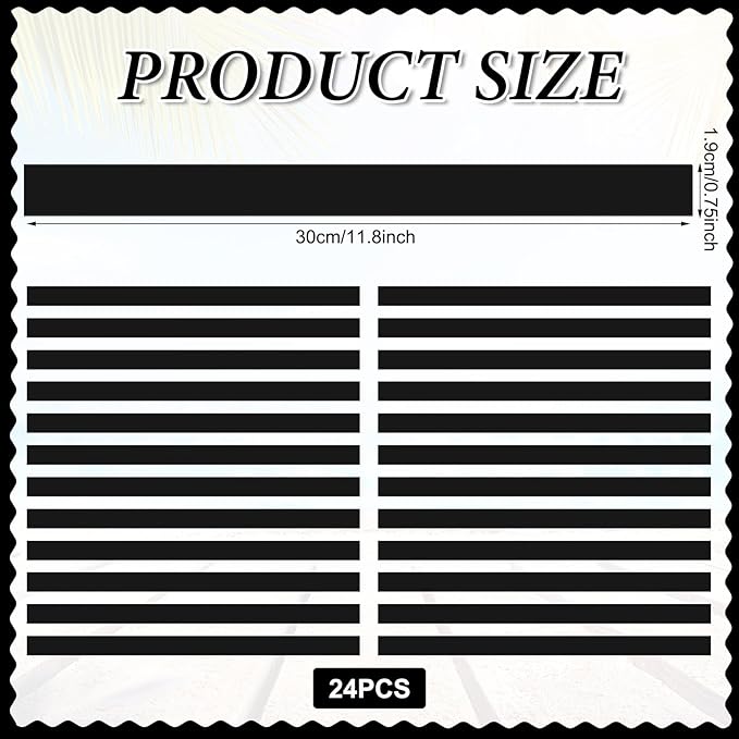 Colarr 24 Pcs Mini Magnetic Strips, 12" x 0.75" Black Magnetic Borders for Classroom Whiteboard Magnet Border Strips Bulletin Board Borders for Office School Chalkboard Trim Decor