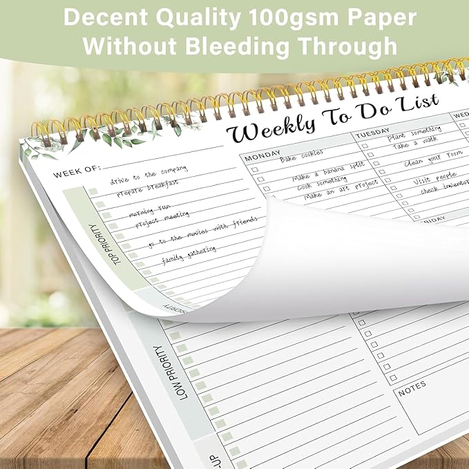 Weekly To Do List Notepad with 52 Undated Sheets（8.5"×11"）- Undated Weekly Desk Planner for Women & Man, School/Office Supplies