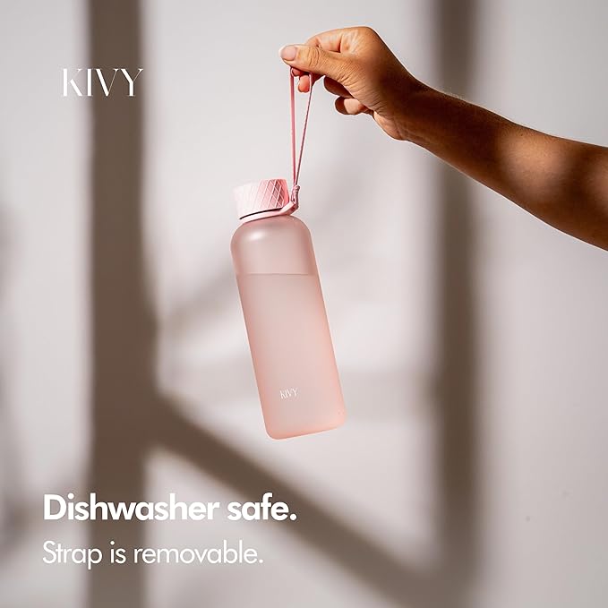 KIVY Slim Water Bottle 22oz [Lightweight & Shatterproof] - Reusable Tritan Water Bottle - Leak Proof Bottle for Women & Men - Water bottle no straw - Dishwasher Safe - BPA Free - Pink