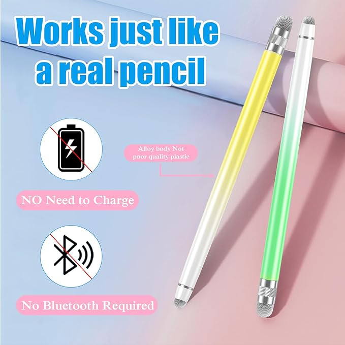Bopomofo 5PCS Stylus Pens for Touch Screens, Stylus Pen for iPhone/iPad/Tablet Android/Microsoft/Surface, Compatible with Touch Screens (Purple/Pink/Blue/Green/Yellow)