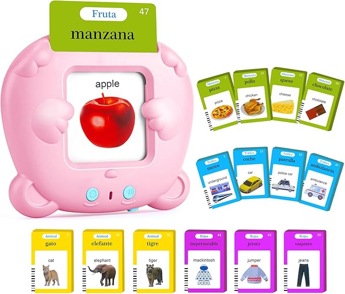 Spanish & English Talking Flash Cards for Toddlers, 510 Sight Words Bilingual Flash Cards, ABC & Number Learning Toys, Montessori Toys, Speech Therapy Toys, Children's Sensory Preschool Birthday Gifts