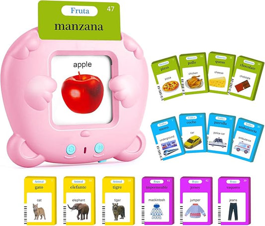 Spanish & English Talking Flash Cards for Toddlers, 510 Sight Words Bilingual Flash Cards, ABC & Number Learning Toys, Montessori Toys, Speech Therapy Toys, Children's Sensory Preschool Birthday Gifts