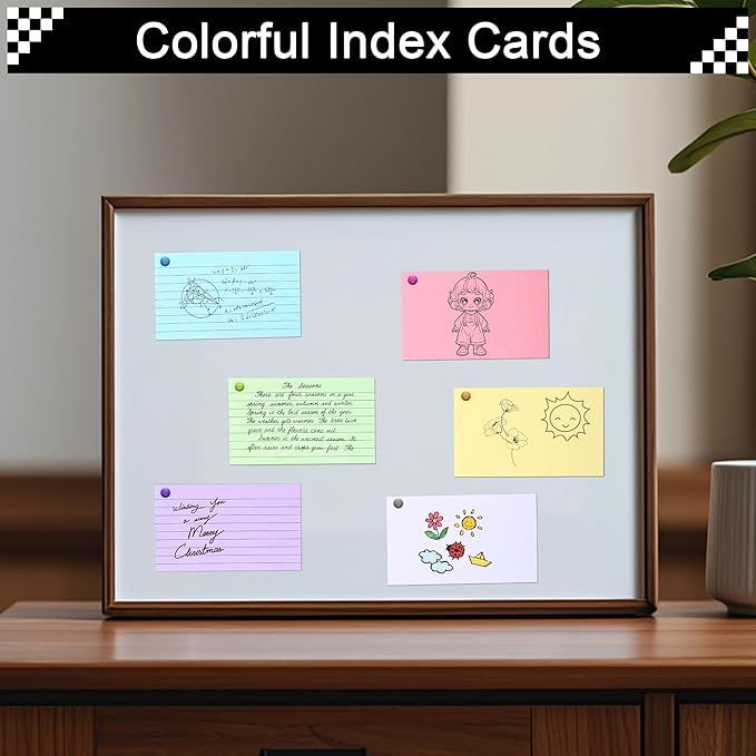 Lined Colored Index Cards 3"x5" 300 pcs Flash for Study Flashcards, Double-Sided Ruled Note Neon Colorful Small Cute Notecards Flashcards College, Office Home Organization(6pcs-Lined)
