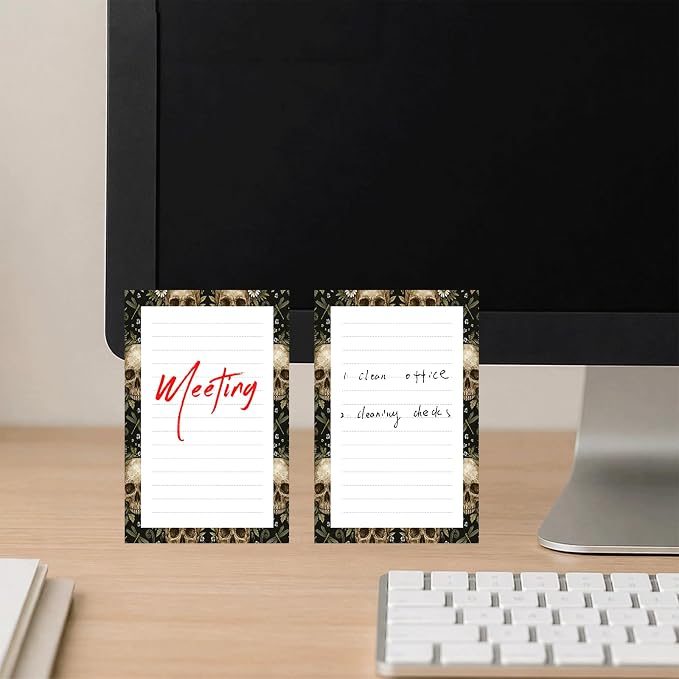 Lined Sticky Notes 4x6 in, 2 Pack Large Cute Notepads with Lines, Bright Post Memo Note Pads Big Rectangular Sticky Notes for Office Vintage Flower Skulls