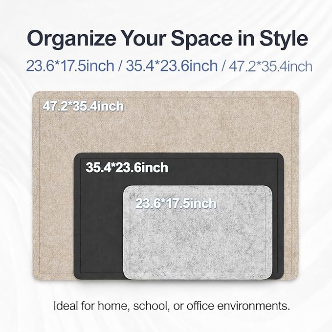 Felt Bulletin Board for Wall 36" x 24" Unfolded Size, Frameless Felt Pin Board, Soft Cork Board Alternative for Office, Home Planning, Notes, Photos & Wall Decor, Foldable Shipping, Easy Install