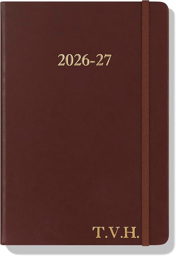 Wykeham's Executive 2026-27 Daily Journal Planner – Customization Available – Mid-Year Academic Diary – July 2026 to June 2027 (Personalized Conker, 8.5"×5.5")