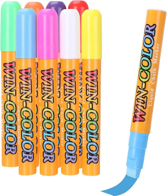 8 Pack Jumbo Window Markers for Cars 10mm Liquid Chalk Pens Erasable,Chalk Markers 8 Colors, 3-In-1 Tips,Window Chalk for Glass, Chalkboards,Menu,Bistro Chalk