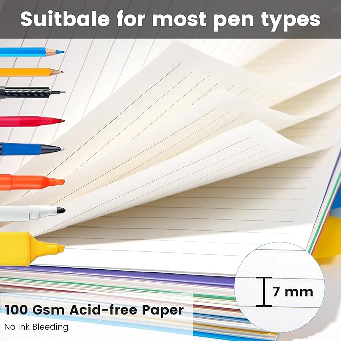 CAGIE 5 Subject Notebook, A5 Small Spiral Notebook with Removable Pocket Dividers Tabs, 240 Pages Spiral Note Book College Ruled for School Work Note taking, 6.1 * 8.27in, Balck