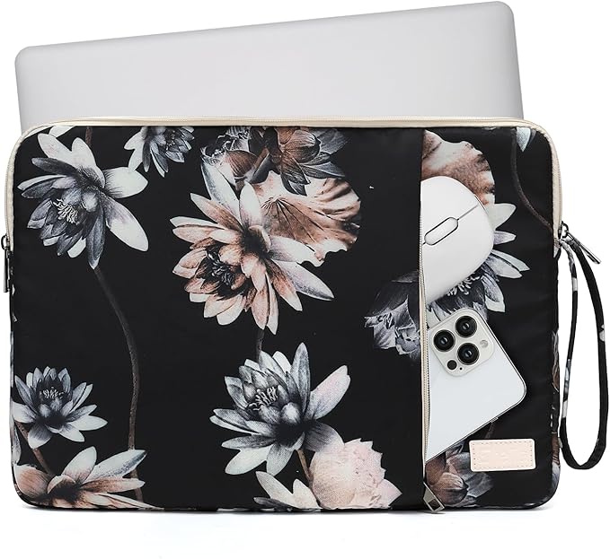 Laptop Sleeve 13.3 inch14 Inch, 15.6inchWater Resistant Traveling Computer Cover with Handle, Shockproof Protective Carrying Laptop Case (Y8-Lotus, 15 inch-15.6 inch)