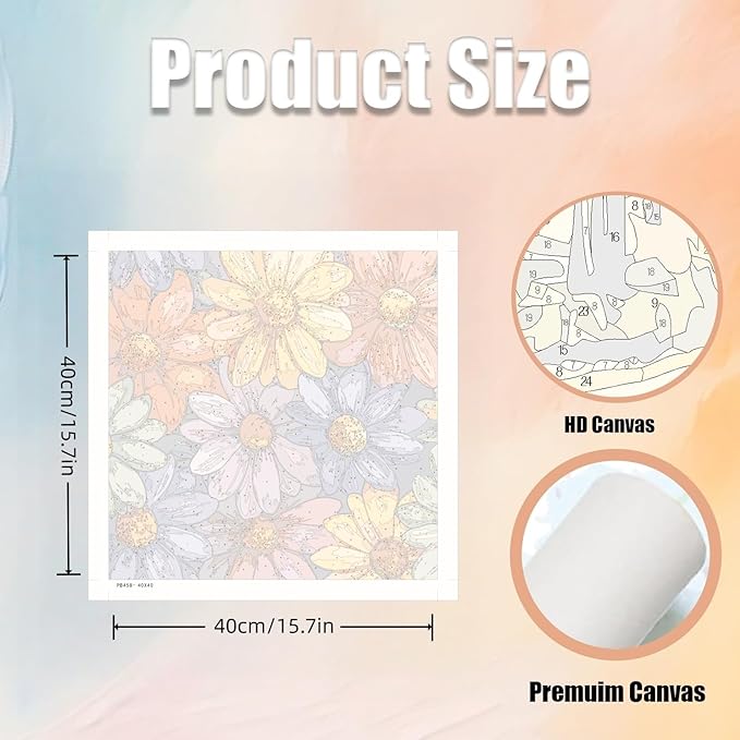5DDIYART Flower Leisure Paint by Numbers for Adults Beginner, Paint by Number Kits on Canvas, Easy Acrylic Painting for Home Wall Decor 15.7x15.7 inch