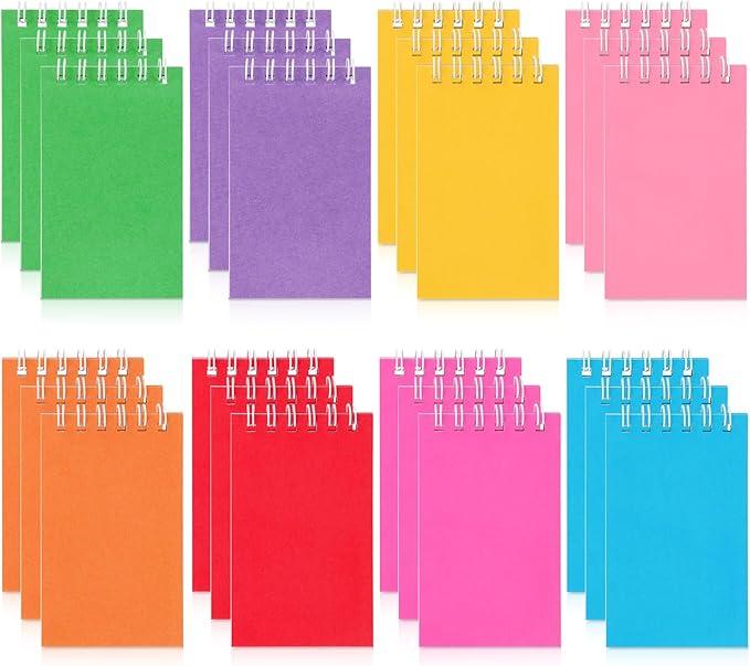 Hooqict 24 Pack Small Pocket Notebook Mini Notebooks Bulk Small Spiral Notepads with 8 Colors, Memo Note Pads for Kids, Work, Office, School, 3.9 x 2.4 Inches