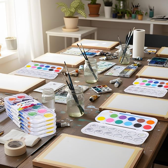 Nuanchu Gifts Bulk Watercolor Paint Washable Watercolor Paint Kits Palette and Brushes Portable Water Color Supplies for Adults, Beginners Artists Graduation Gift(6 Pack,12 Colors)