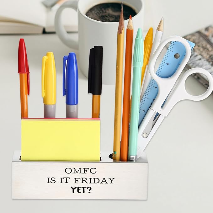 Funny Office for Women, OMFG IS IT FRIDAY YET, Workweek Humor Gift for Coworkers Employees, Sarcastic Workplace Desk for Office, Stationary Supplies Pencil Holder for Desk SD285