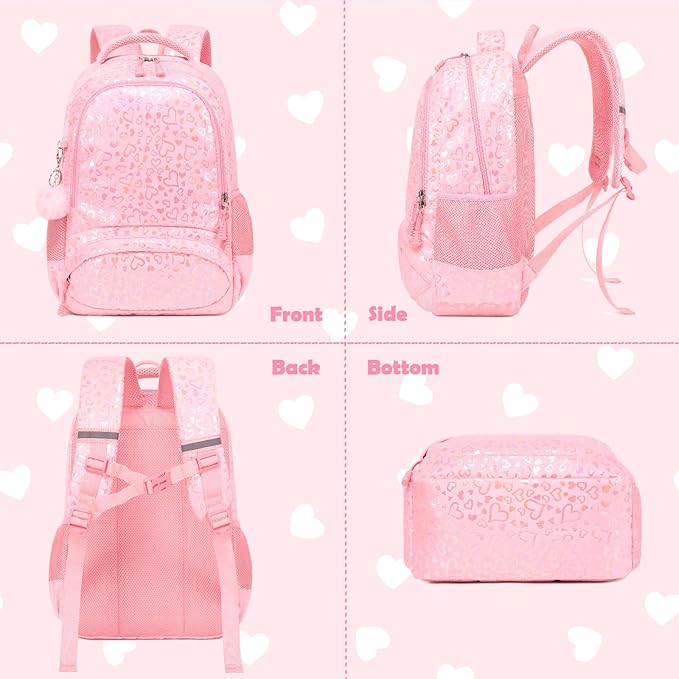 Kimwadalh School Backpack for Girls, Backpack with Lunch Box Pencil Case for Preschool Elementary High School Girls Boys