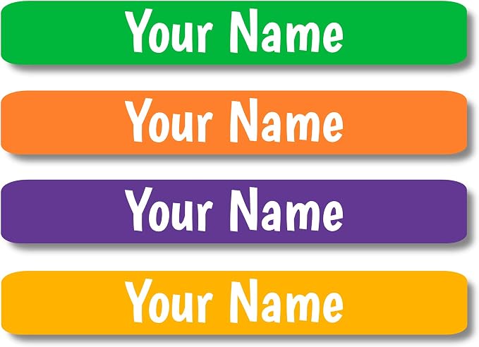 Lovable Labels Personalized Labels for Kids (120 Labels) - Waterproof Dishwasher Safe Peel and Stick Labels are Great for School Supplies Daycare Camp Bottles (Hippie)