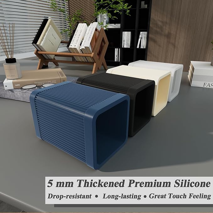 HighHerz Aesthetic Pen Holder For Desk, Modern Silicone Pencil Holder, Stylish Office Desk Decor, Made of 5 mm Thickened Premium Silicone, Office Desk Organizer And Accessories (Black)