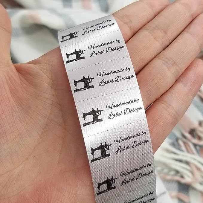 100pcs Pre Cut Custom Iron on Labels Personalized Fabric Label Clothing Tags Custom Logo White Silky Satin Name Label