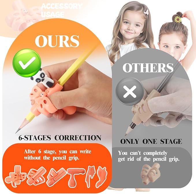 18 Pack Pencil Grips for Kids Handwriting Preschool Pencil Grip Holding Trainer Grippers Pen Grip Writing Tool for Kids Toddler Children, Fits Pencils, Pens, Crayons (Orange-red)
