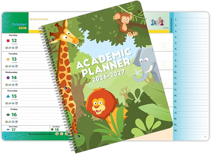 Primary Block Academic Planner 2026–2027 for Grades K–2 | Homework, Routine & Parent Communication Organizer for Young Learners | Lightweight, 8.5" x 11"
