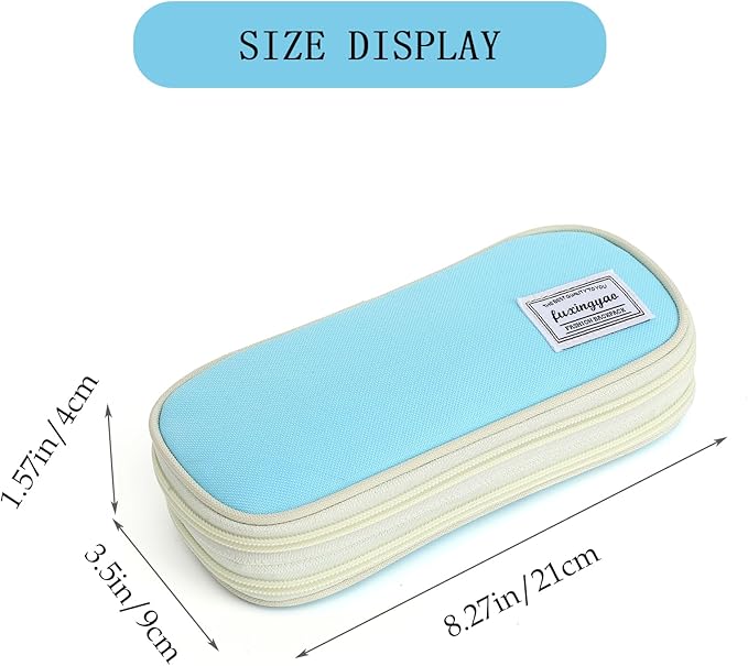 FUXINGYAO Pencil Case, Multi-compartment Pencil Pouch, Portable Pencil Bag (2101-big-BL)