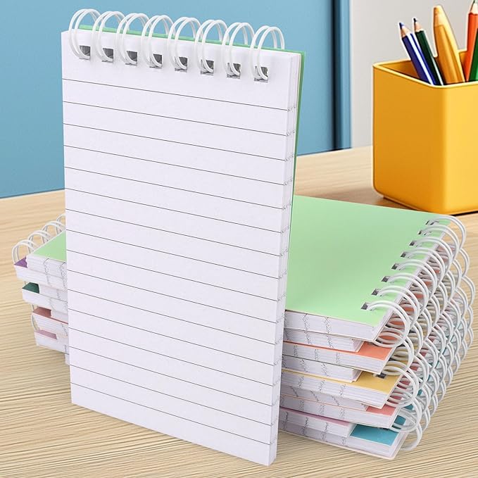 Hxezoc 10 Pack Small Pocket Notebooks, 3 x 5 Inches Mini Colorful Spiral Pocket Notebook with Lined Pages Memo Pads for Kids Home Office School Classroom Decoration Supplies