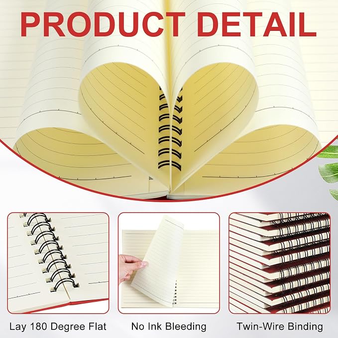 Yahenda 72 Pcs Spiral Notebooks, 1 Subject, Wide Ruled, Red