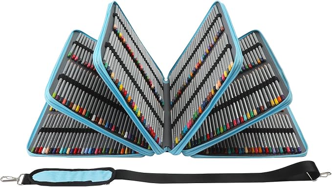 600-Slot Colored Pencil Case, 5-Layer Zipper with Shoulder strap and Handle | Organizer Bag for Pencil Storage Case for Artist Painter Office Sketch Travel Supplies