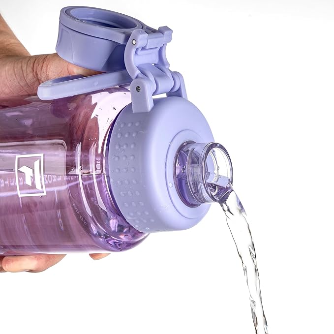 Fanhaw 32 oz Clear BPA-Free Tritan Water Bottle with Fast-Flow Spout Lid, Leakproof Wide-Mouth Reusable Bottle for Gym, School & Office (Amethyst)