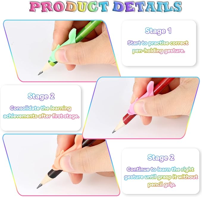 Nezyo 60 Pcs Pencil Grips for Kids Handwriting Grippers Silicone Ideal Pencil Holders Dolphin Writing Aid Grips Children Training for Kids Handwriting Toddlers Posture Correction Tools Writing Tools