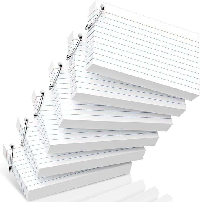 300 Count Index Cards 3 x 5 Inch White Flash Cards with Ring, Heavy Flashcards College Ruled Home Organization, Durable Study To Do List Note Cards with Ruled Lines for Office & School Supplies