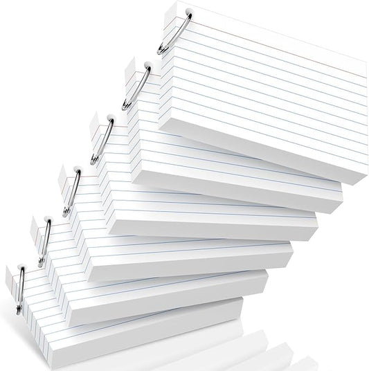 300 Count Index Cards 3 x 5 Inch White Flash Cards with Ring, Heavy Flashcards College Ruled Home Organization, Durable Study To Do List Note Cards with Ruled Lines for Office & School Supplies