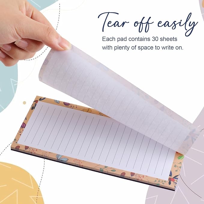 AZUREAL 7 Pack Magnetic Notepads for Refrigerator, Grocery List Magnet Pad for Fridge, Flower Design Magnetic Grocery List Pad for Fridge, To-Do Memos, List, 30 Sheets Per Note Pads