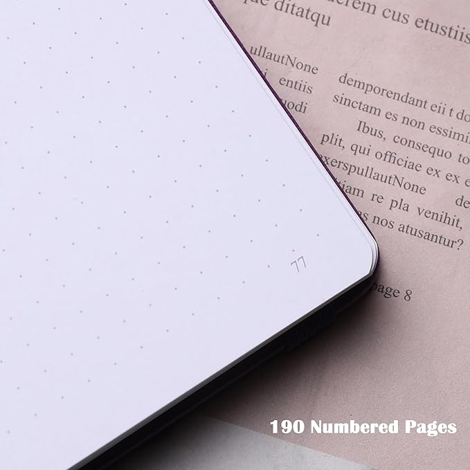 MGGAO Dotted Journal Notebook for Women Men, Journals for Writing, A5 Aesthetic Dot Notebook for Work, Travel, School,190 Numbered Pages, 5.8”x8.4”