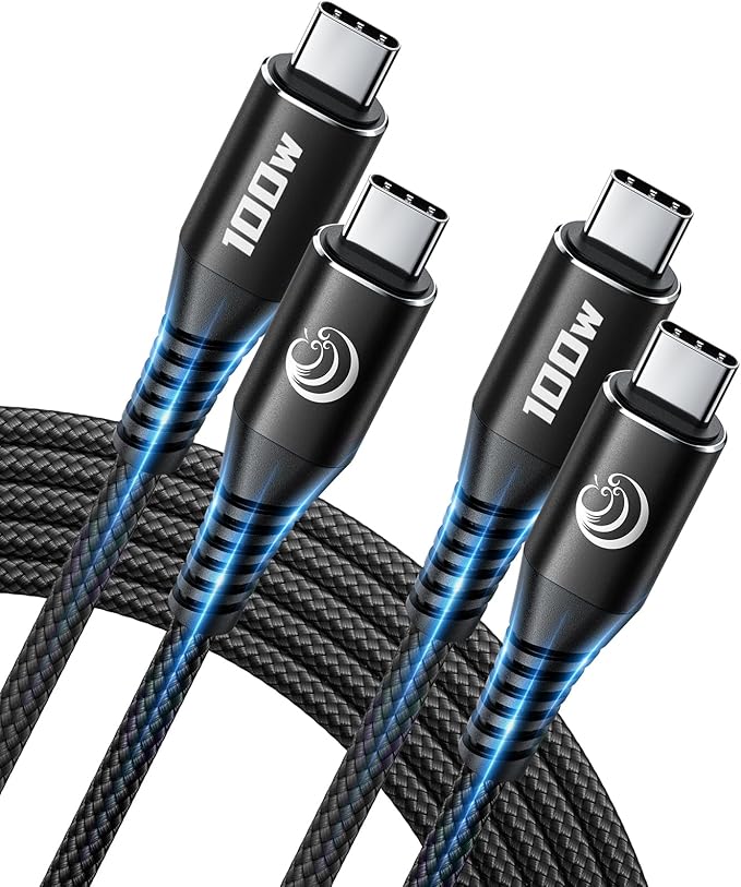 USB C to USB C 100W [6ft/2 Pack] USBC to USBC Cable Charger 5A C to C Fast Charging Cord for MacBook Pro/Air, iPhone 16 15 Pro Max Plus,iPad Pro,Samsung Galaxy S24 Ultra S23,Pixel 9 8,PS5,Switch